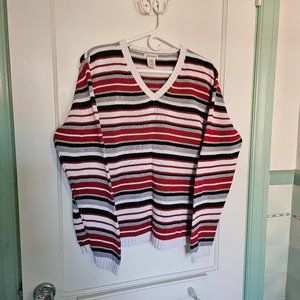 St. John's Bay Red and White Striped Sweater - Size Large